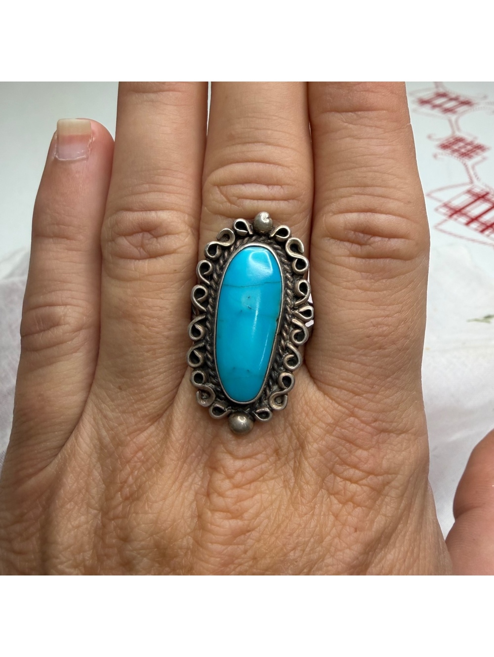 Navajo 1960s turquoise & sterling ring size 12 vintage